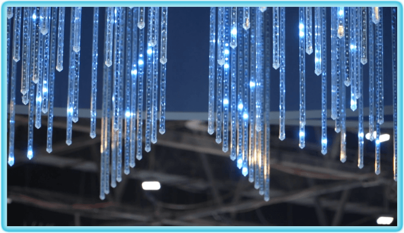Immersive kinetic ceiling lights experience